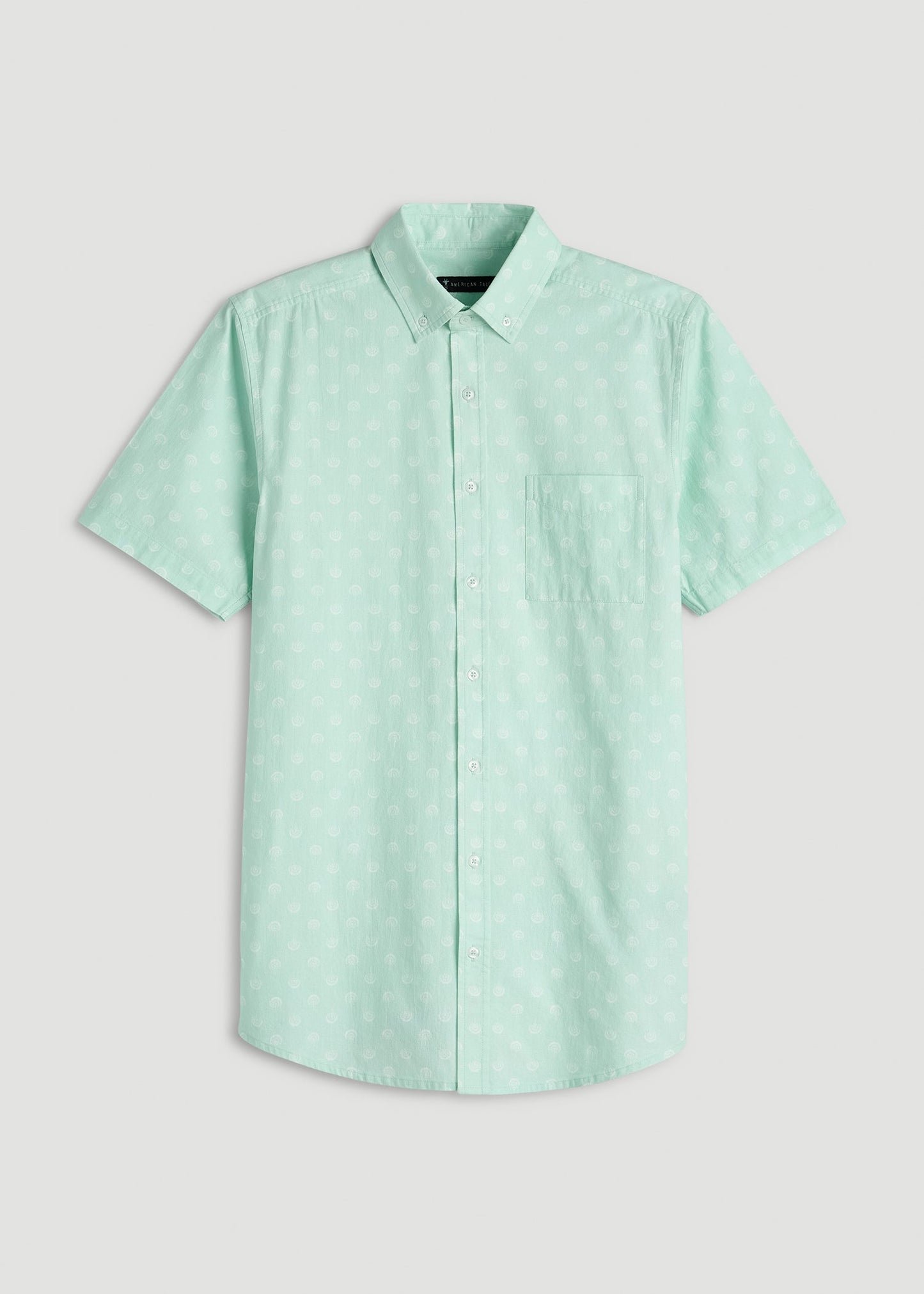 Short Sleeve Shirt for Tall Men in Opal Blue Dandelion
