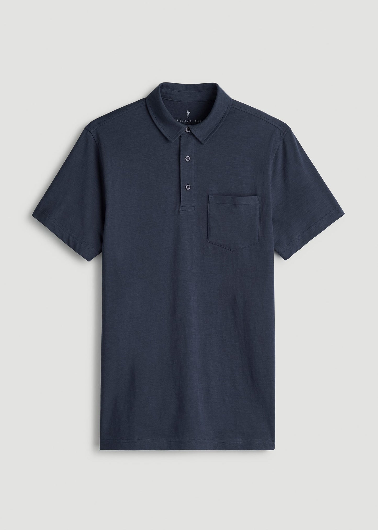 Slub Knit Polo with Pocket for Tall Men in Navy