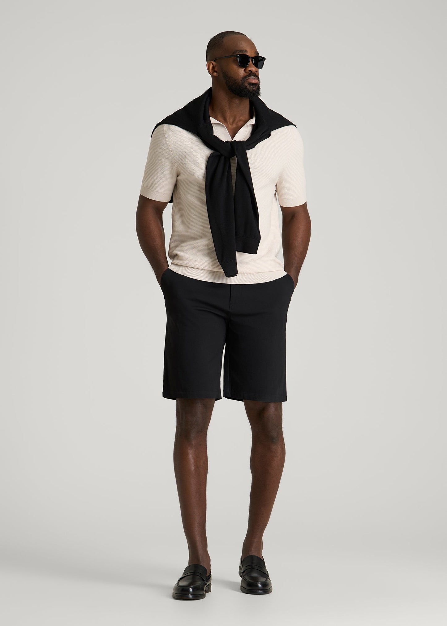 Stretch Commuter Chino Short for Tall Men in Black