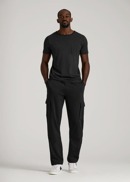 Wearever Fleece Straight Leg Cargo Sweatpant for Tall Men in Black