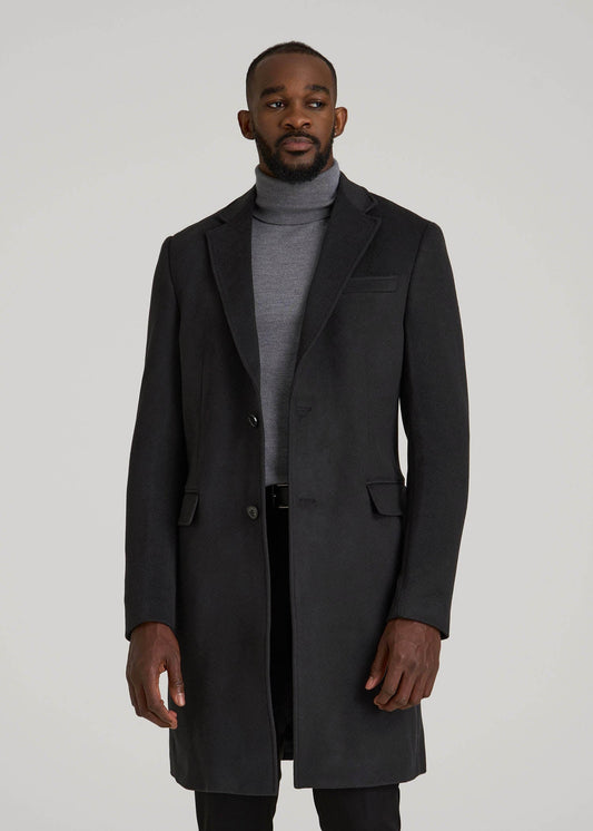 Wool Coat for Tall Men in Charcoal Mix