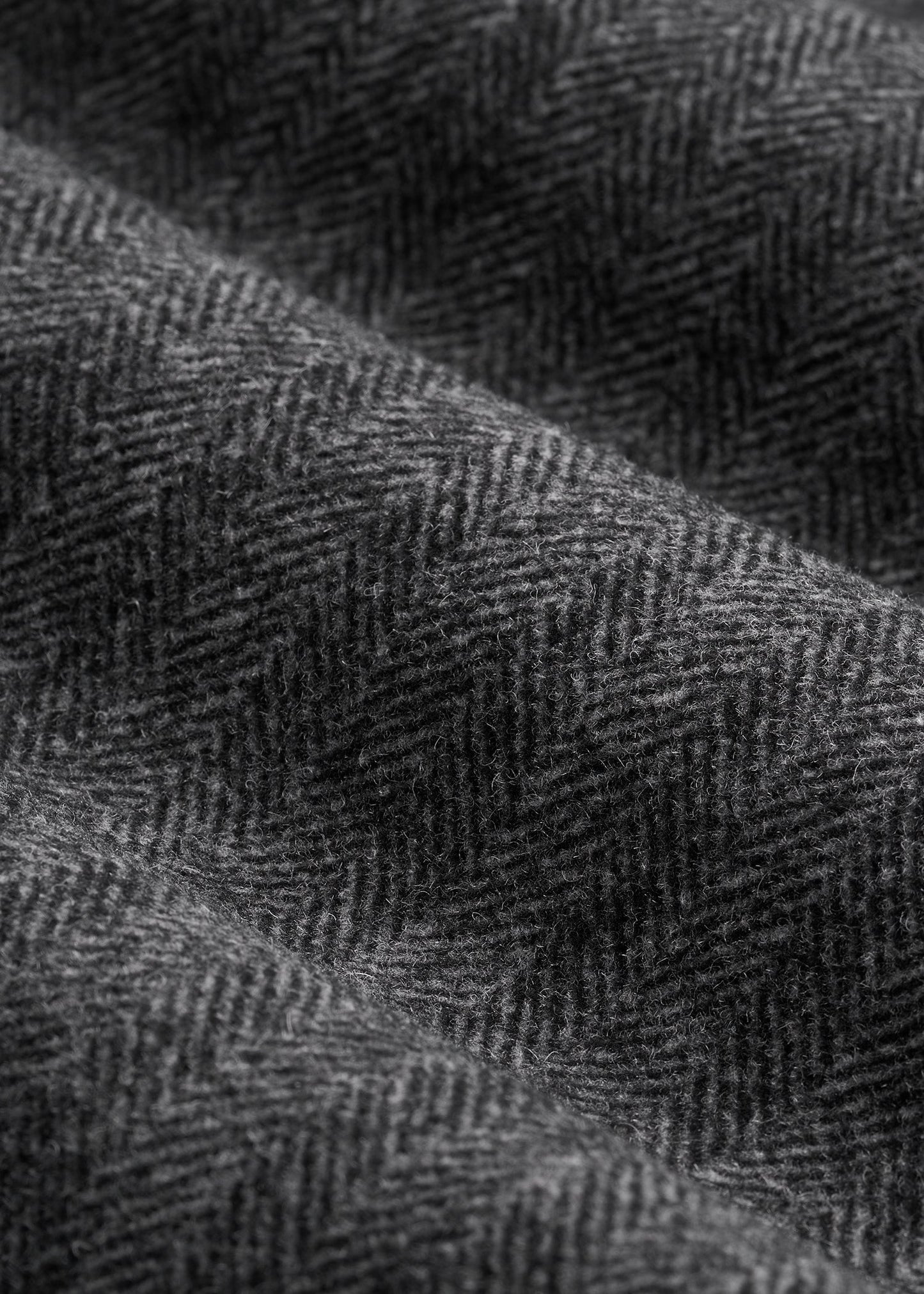 Wool Coat for Tall Men in Grey and Black Herringbone