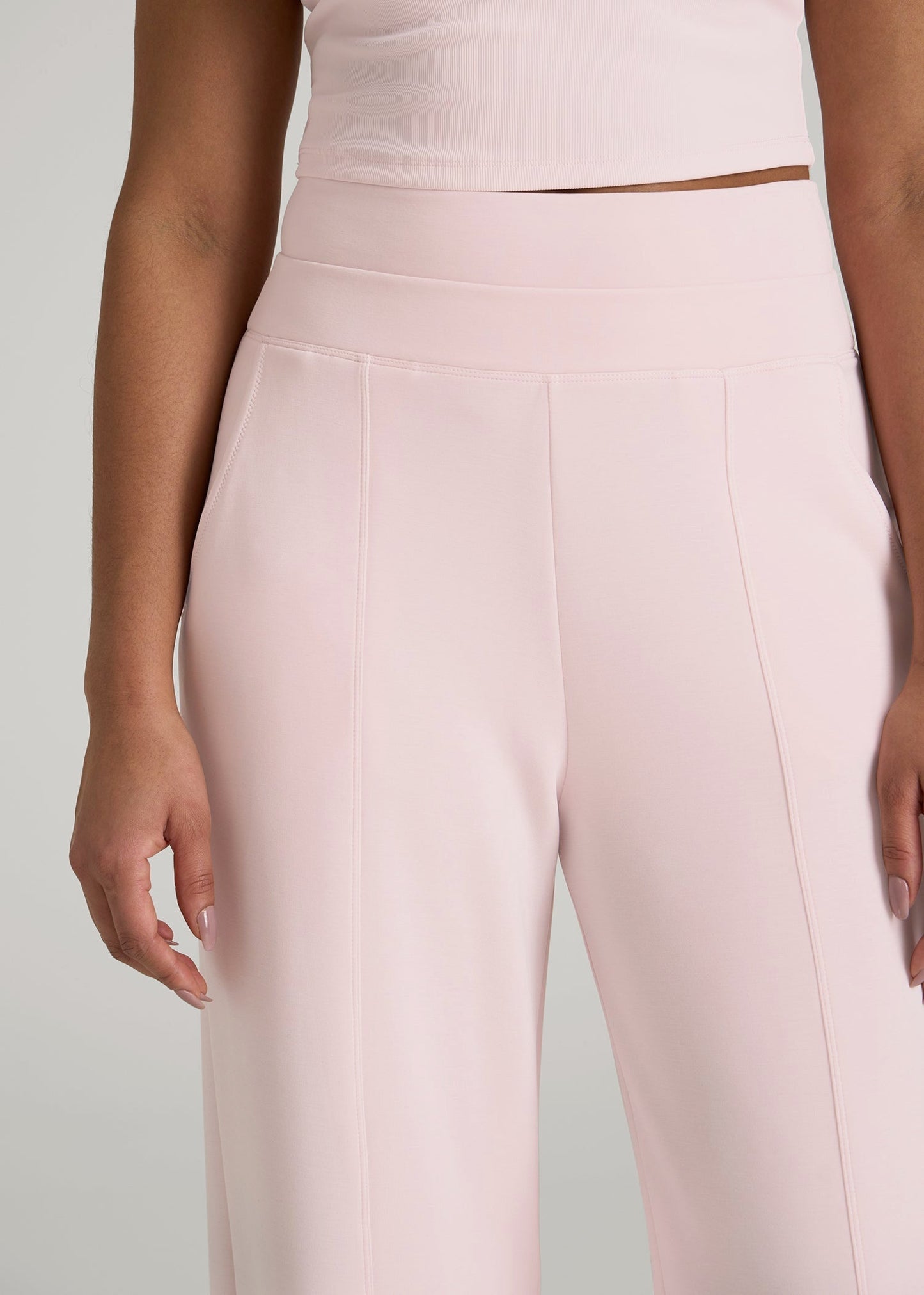 Soft Motion Wide Leg Ultra High Rise Pant for Tall Women in Barely Pink