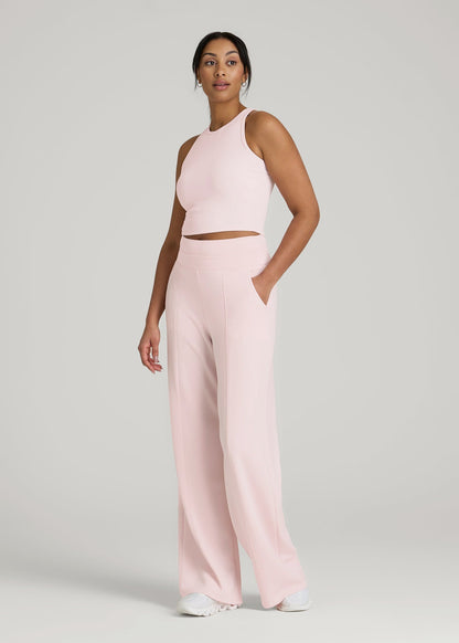 Soft Motion Wide Leg Ultra High Rise Pant for Tall Women in Barely Pink