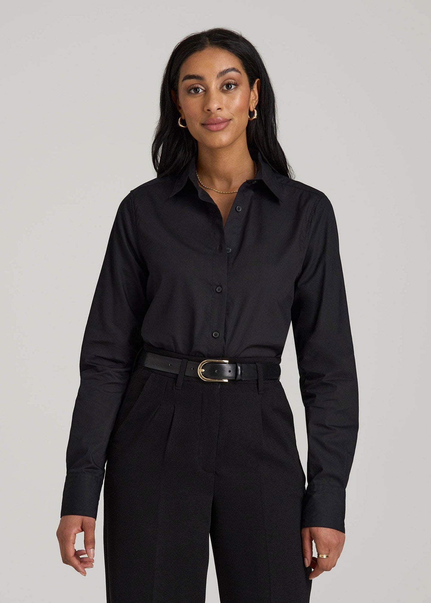 Regular Fit Dress Shirt for Tall Women in Black