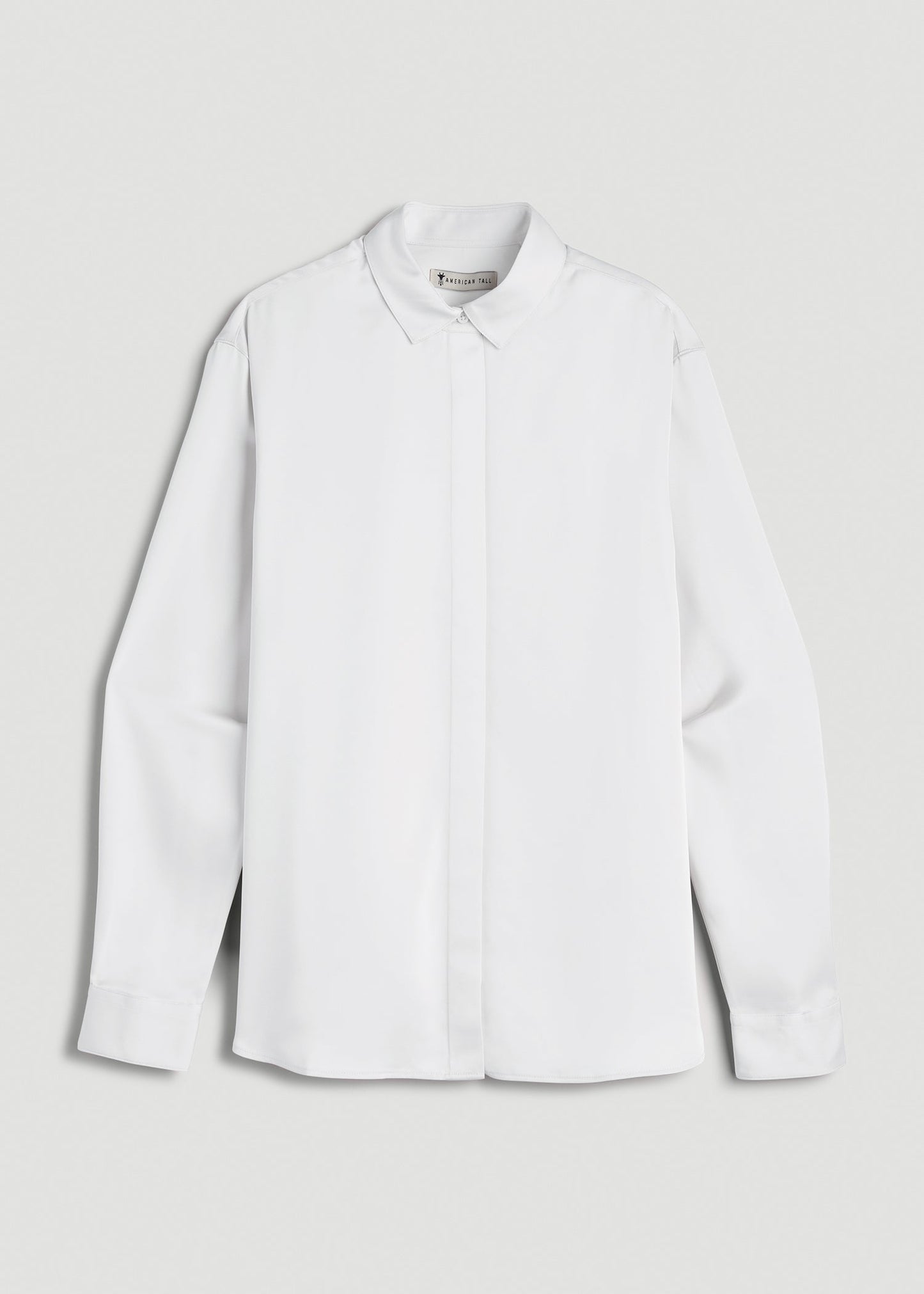 Relaxed Button-Up Blouse for Tall Women in Pearl White