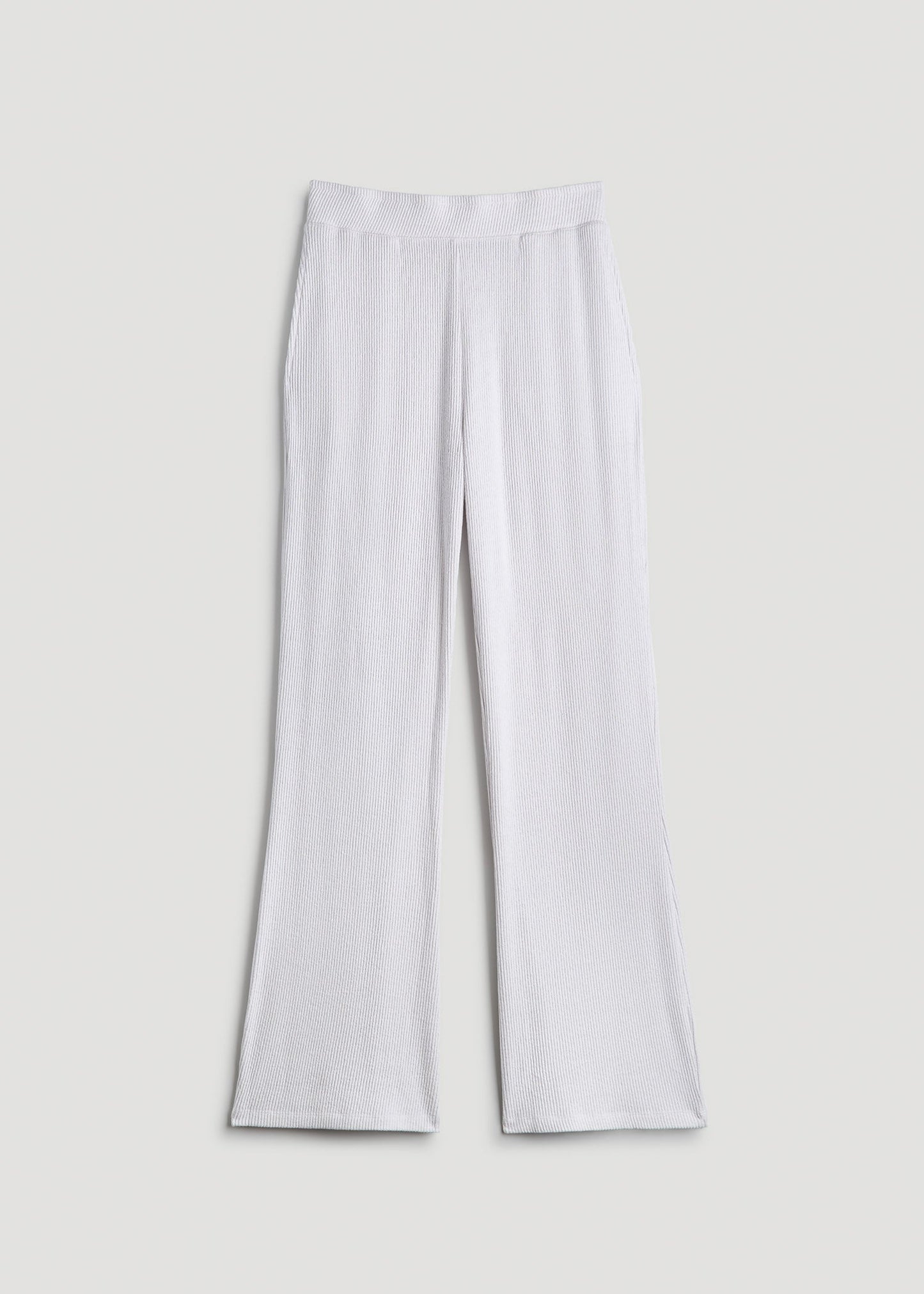 Ribbed Flare Lounge Pants for Tall Women in Cloud White