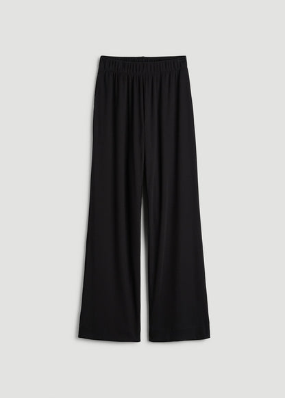 Ribbed Knit Wide Leg Pant for Tall Women in Deep Black