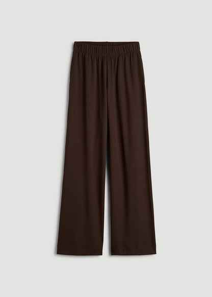 Ribbed Knit Wide Leg Pant for Tall Women in Espresso