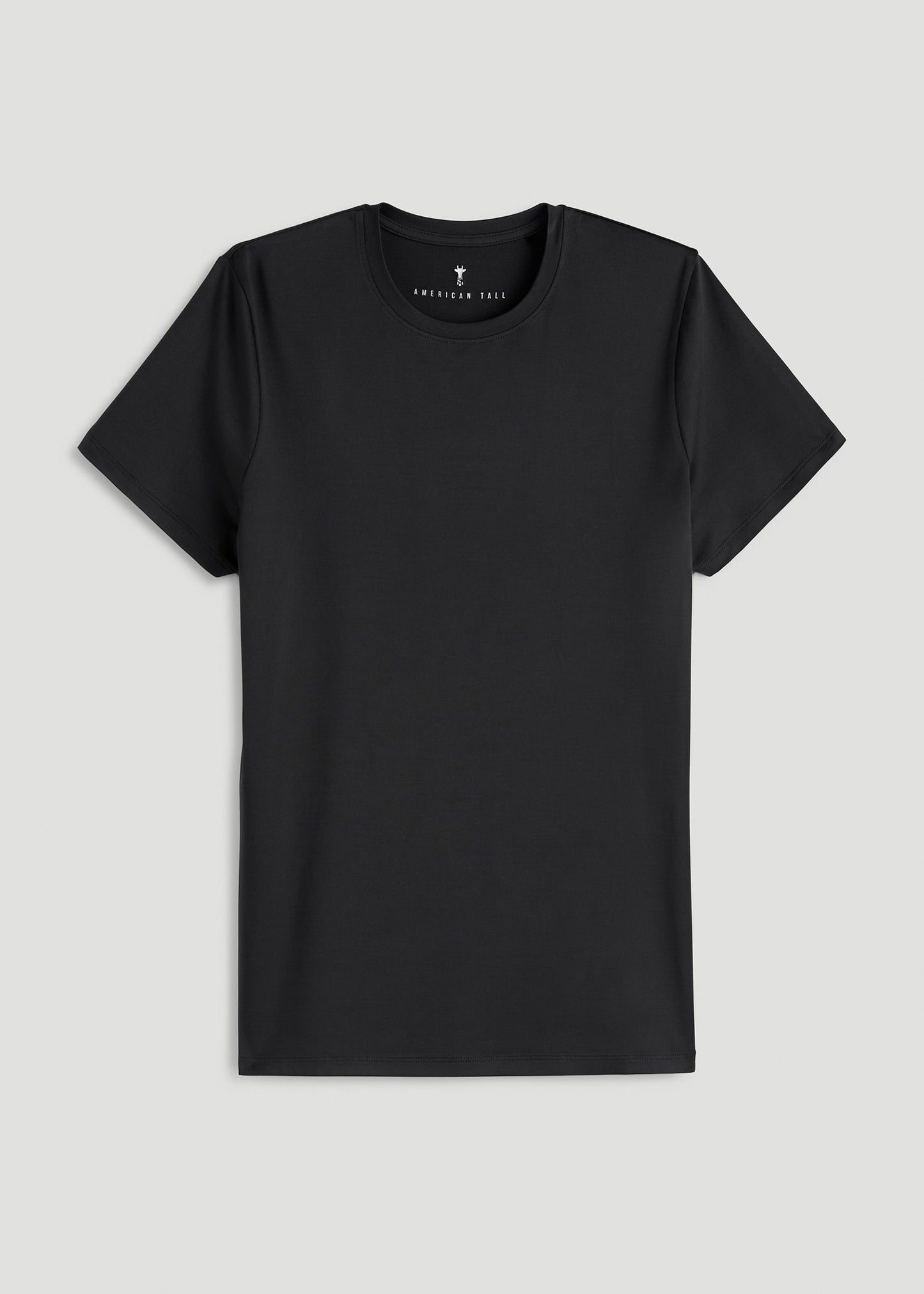 Short Sleeve Crewneck Tee for Tall Women in Black