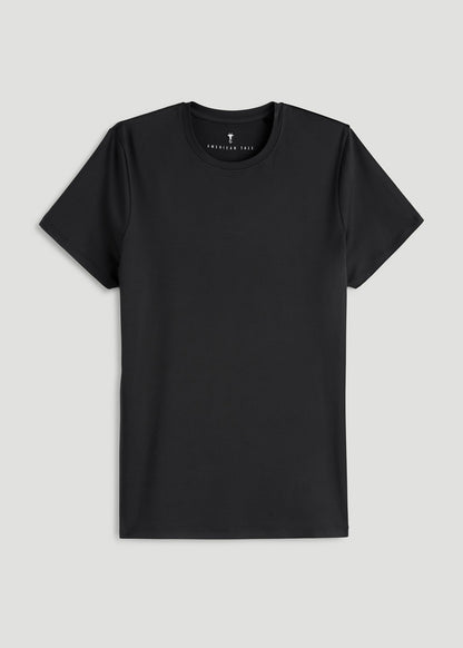 Short Sleeve Crewneck Tee for Tall Women in Black