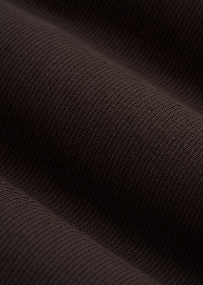 Short Sleeve Ribbed Crewneck T-Shirt for Tall Women in Espresso