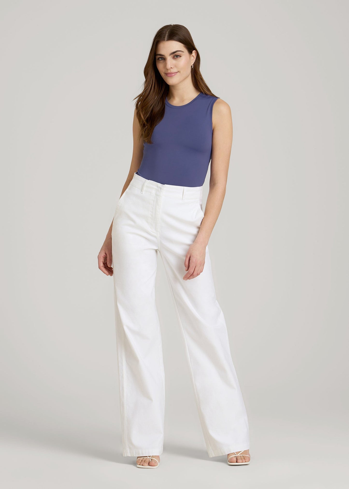 Sleeveless Crewneck Bodysuit for Tall Women in Future Dusk