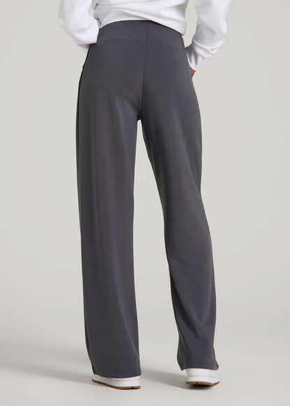 Soft Motion Pleated Wide Leg Pant for Tall Women in Charcoal Rinse