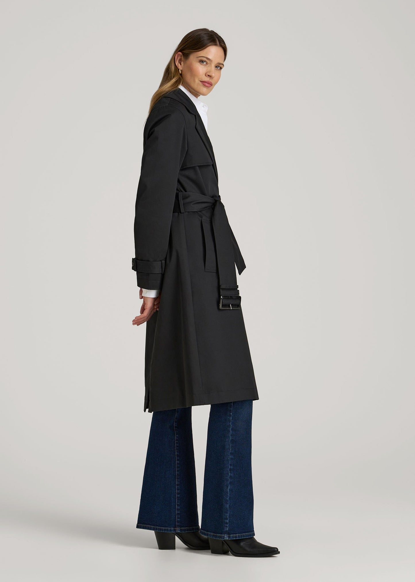 Relaxed Trench Coat for Tall Women in Black