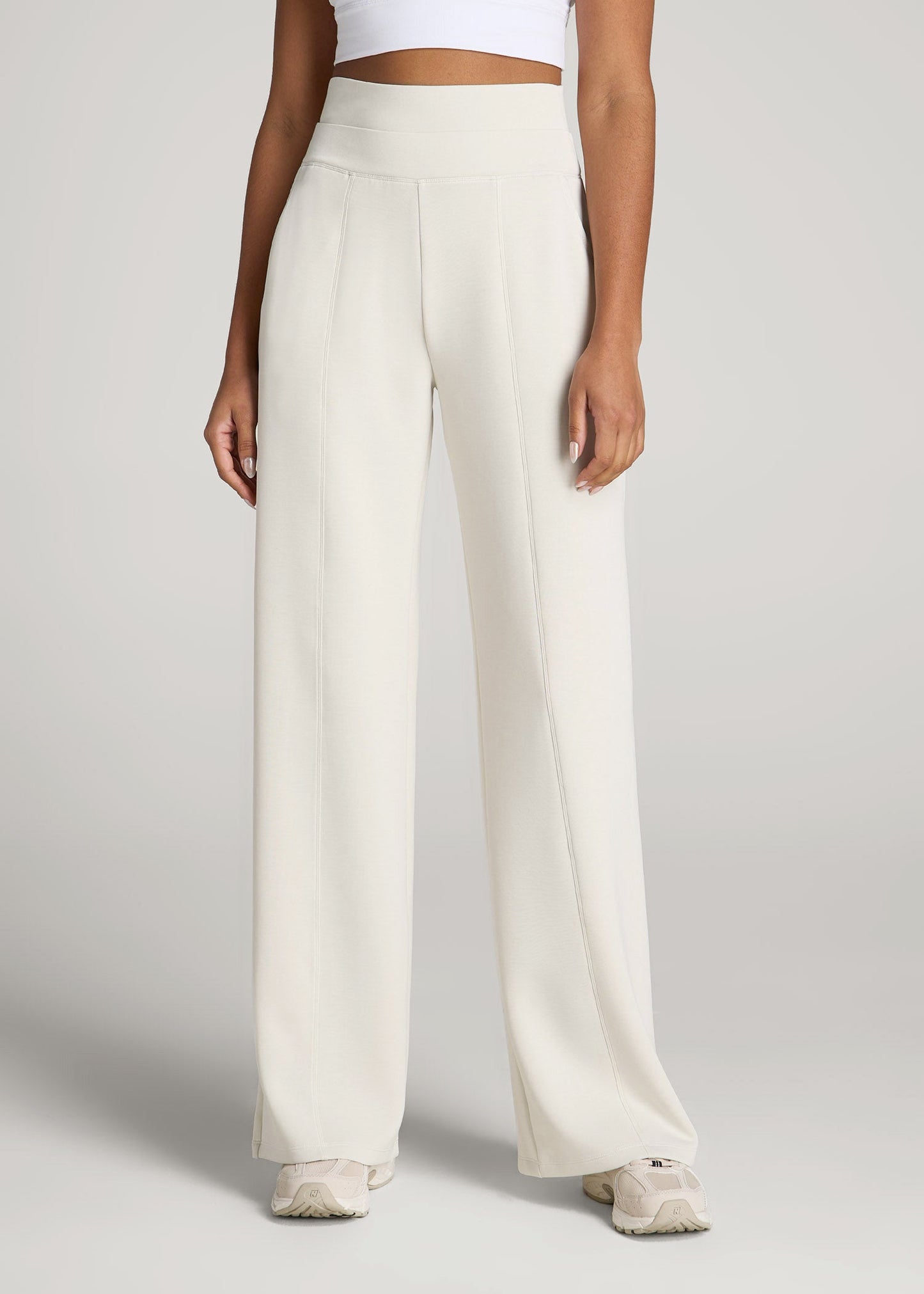 Soft Motion Wide Leg Ultra High Rise Pant for Tall Women in Pearl