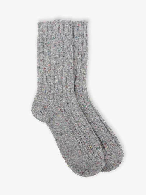 Cable Knit Crew Socks Grey
