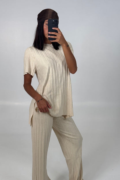Leighton Ribbed Top Bone - FINAL SALE