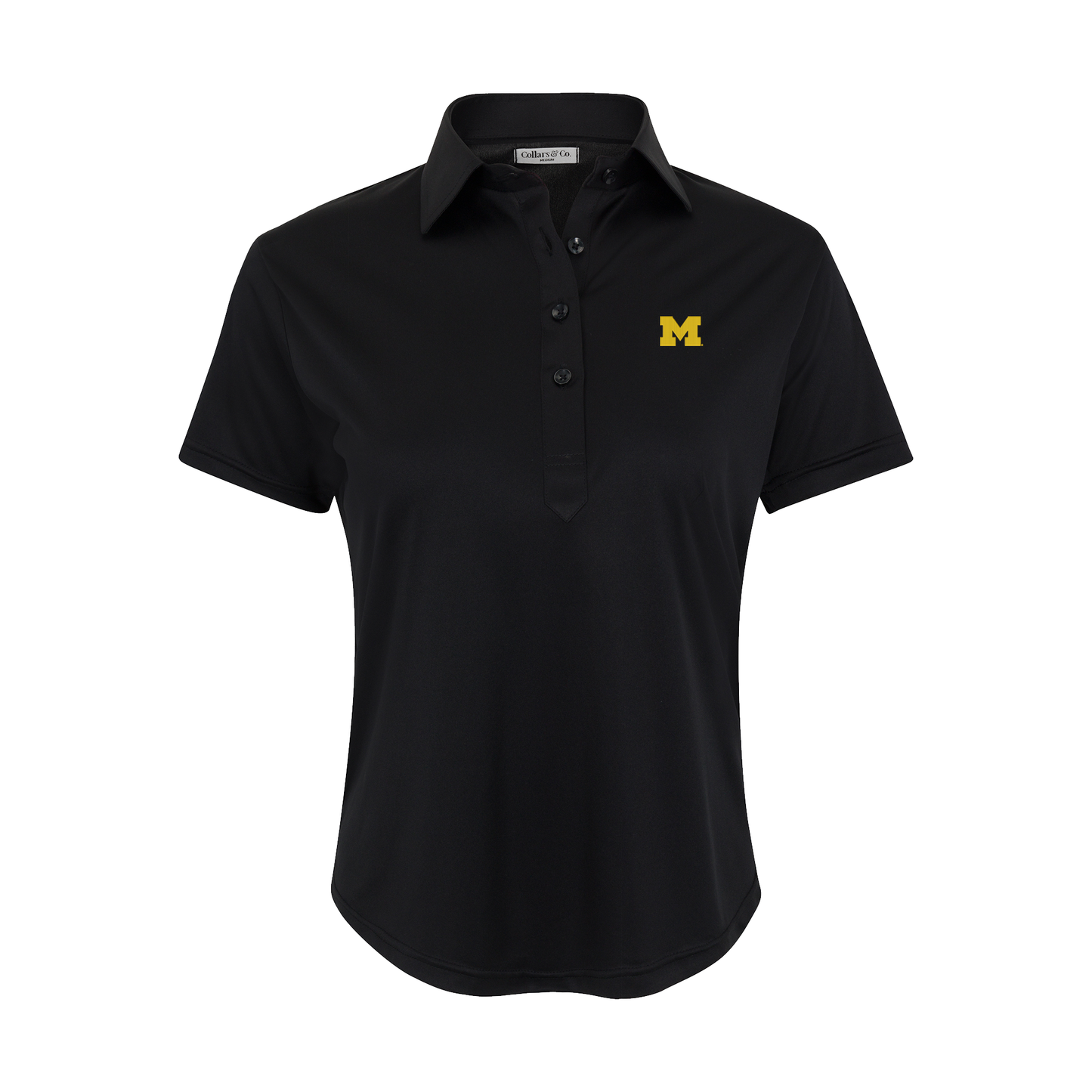 Michigan Women's Cap Sleeve Semi Spread Polo Black