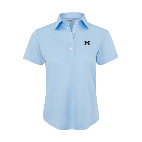 Michigan Women's Cap Sleeve Semi Spread Polo Sky Blue