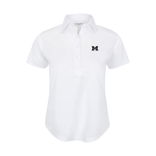 Michigan Women's Cap Sleeve Semi Spread Polo White