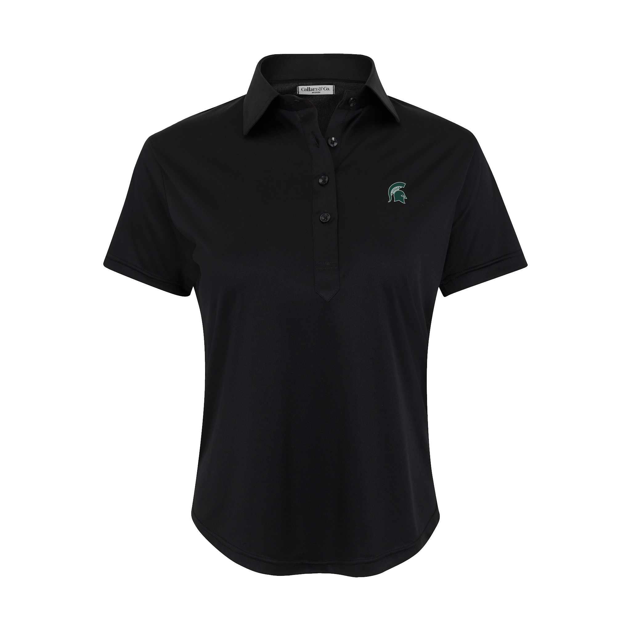 Michigan State Women's Cap Sleeve Semi Spread Polo Black