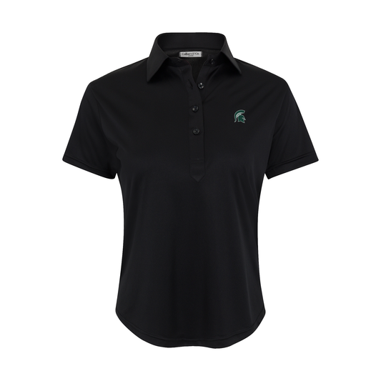 Michigan State Women's Cap Sleeve Semi Spread Polo Black
