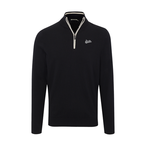 Mississippi State Black with White Trim Luxury Touch Cotton and Cashmere Quarter Zip Sweater