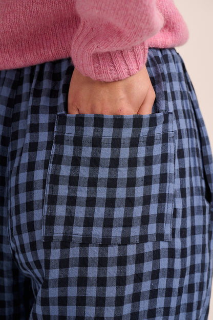 Peggy Linen Trousers - Perriwinkle Blue Gingham