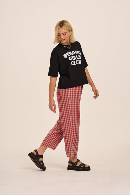 Peggy Linen Trousers - Red & Sand Gingham