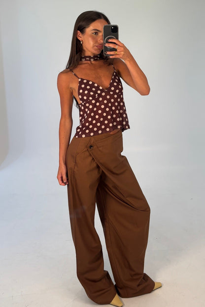 Kasia Polka Dot Top Chocolate - FINAL SALE
