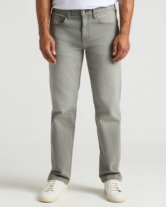 Medium Gray Wash Straight Authentic Denim Jeans