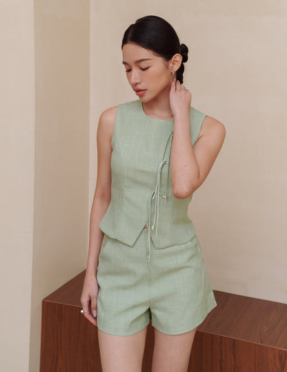 Agnes Textured Shorts in Sage