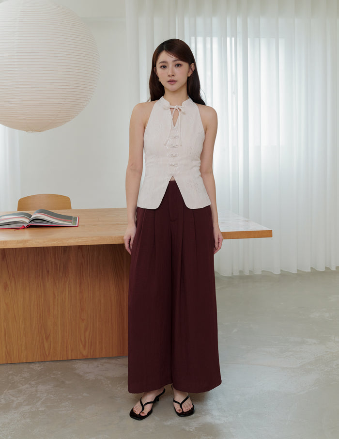 Anita Cheongsam Top in Ivory Lace