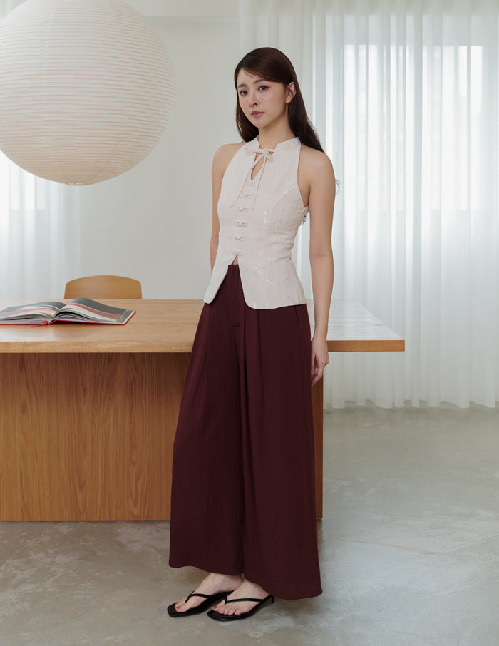 Anita Cheongsam Top in Ivory Lace