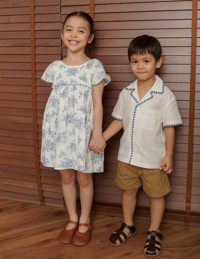 Anya Floral Girl's Dress in Blue