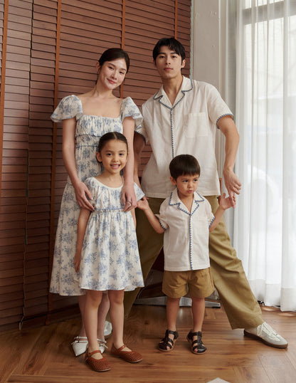 Anya Floral Girl's Dress in Blue