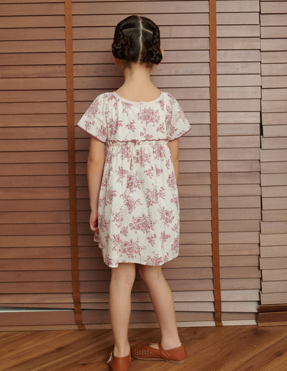 Anya Floral Girl's Dress in Maroon
