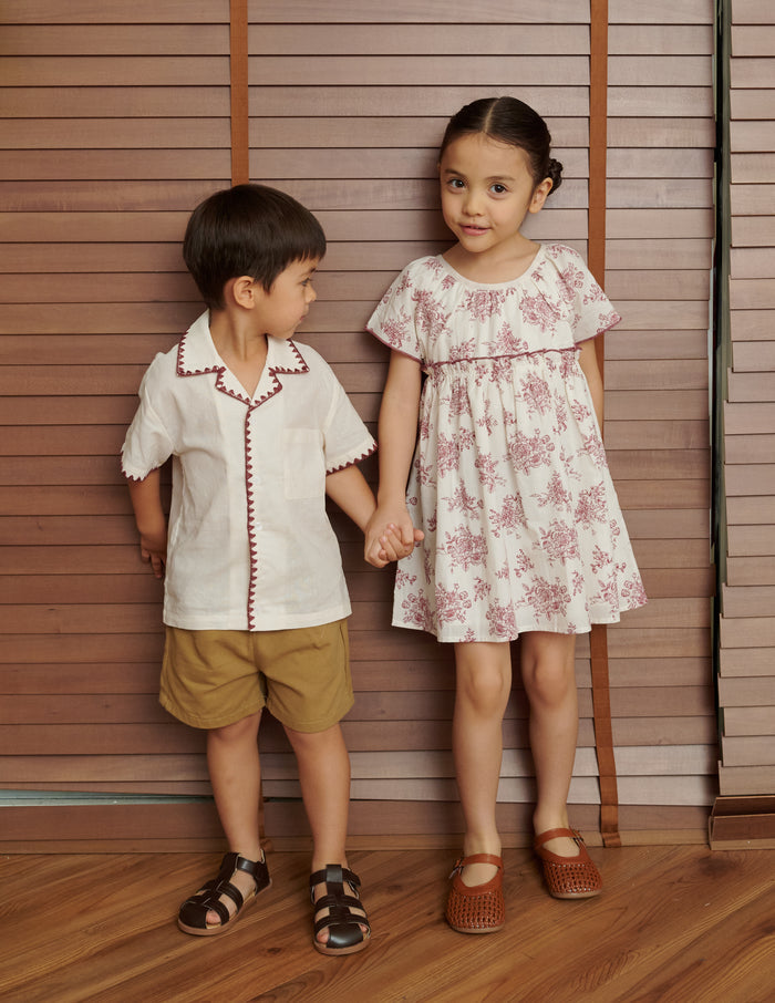 Anya Floral Girl's Dress in Maroon