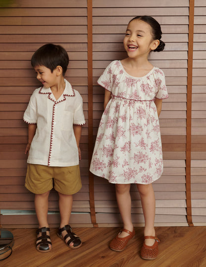 Anya Floral Girl's Dress in Maroon