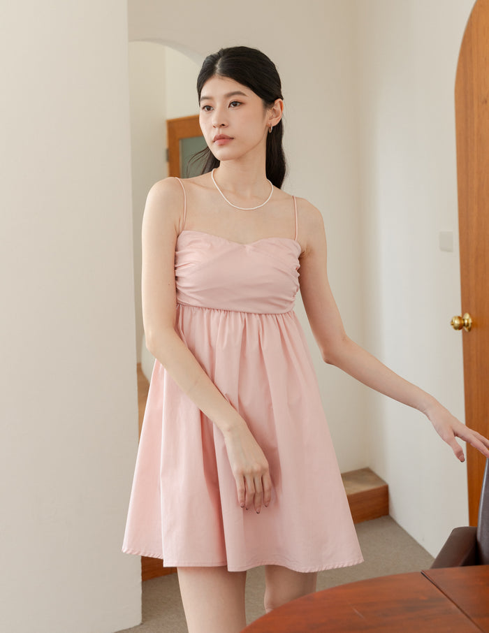 Christelle Padded Babydoll Dress in Blush