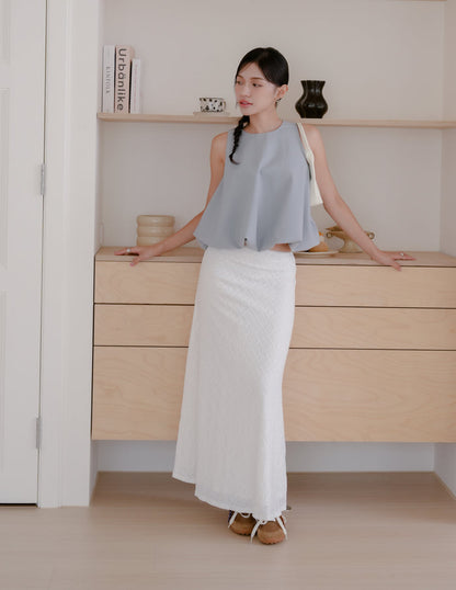 Clarisse Long Lace Skirt in White