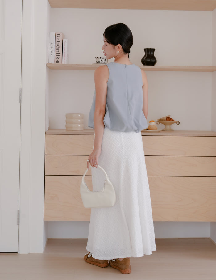 Clarisse Long Lace Skirt in White