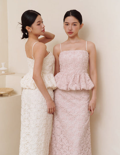 Claudine Petal Peplum Top in Pink