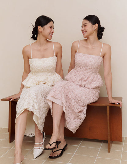 Claudine Petal Peplum Top in Pink