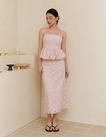 Claudine Petal Peplum Top in Pink