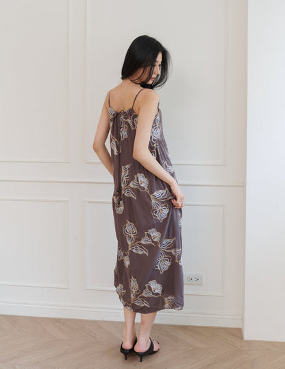 Coco Embroidered Floral Dress in Brown