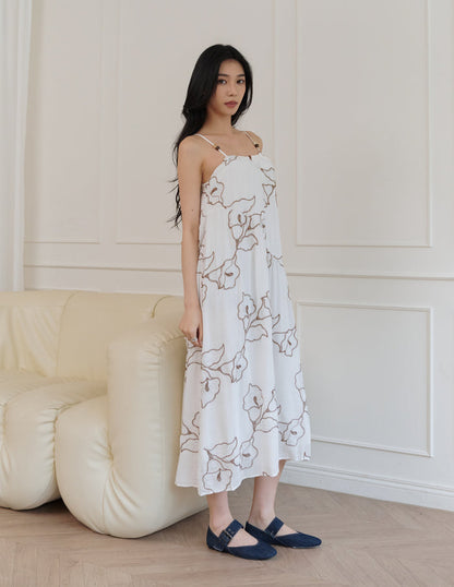 Coco Embroidered Floral Dress in White