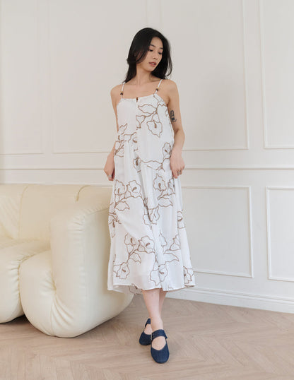 Coco Embroidered Floral Dress in White