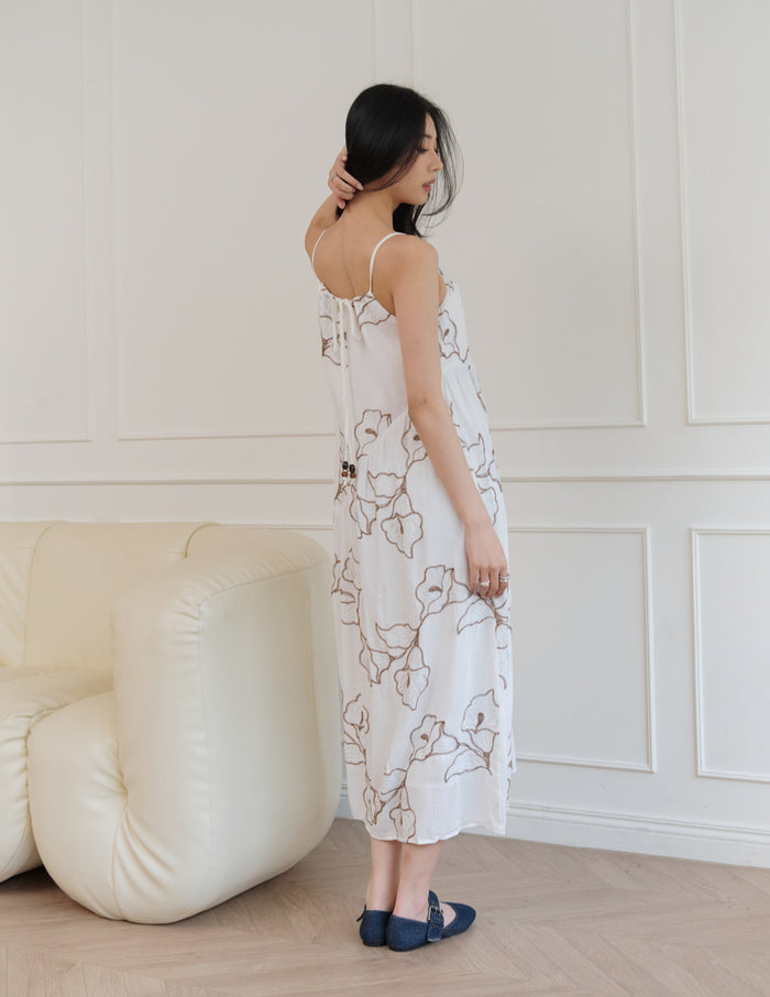 Coco Embroidered Floral Dress in White